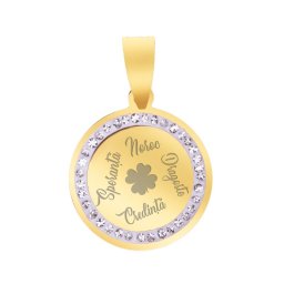 Martisor Pandantiv Inox Banut Pietre Trifoi Simboluri Auriu