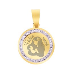 Martisor Pandantiv Inox Banut Pietre Mama Motive Traditionale Auriu
