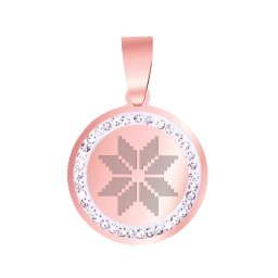Martisor Pandantiv Inox Banut Pietre Floare Motive Traditionale Rose Gold