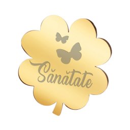 Martisor Brosa Inox Trifoi Auriu Sanatate