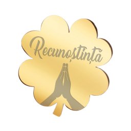 Martisor Brosa Inox Trifoi Auriu Recunostinta