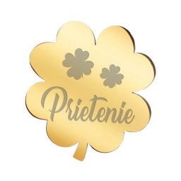 Martisor Brosa Inox Trifoi Auriu Prietenie