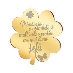 Martisor Brosa Inox Trifoi Auriu Mesaj Sefa