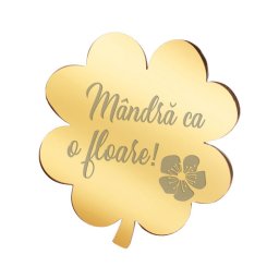Martisor Brosa Inox Trifoi Auriu Mandra Floare