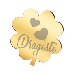 Martisor Brosa Inox Trifoi Auriu Dragoste
