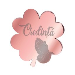 Martisor Brosa Inox Trifoi Rose Gold Credinta