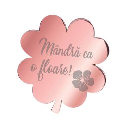 Martisor Brosa Inox Trifoi Rose Gold Mandra Floare