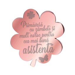 Martisor Brosa Inox Trifoi Rose Gold Mesaj Asistenta