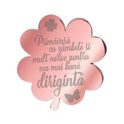 Martisor Brosa Inox Trifoi Rose Gold Mesaj Diriginta