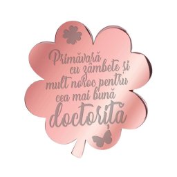 Martisor Brosa Inox Trifoi Rose Gold Mesaj Doctorita