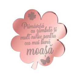 Martisor Brosa Inox Trifoi Rose Gold Mesaj Moasa