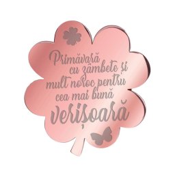 Martisor Brosa Inox Trifoi Rose Gold Mesaj Verisoara