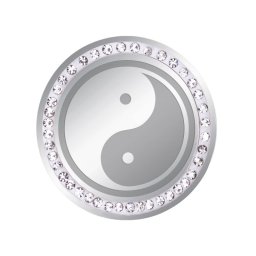 Martisor Brosa Inox Banut Pietre Yin Yang Argintiu