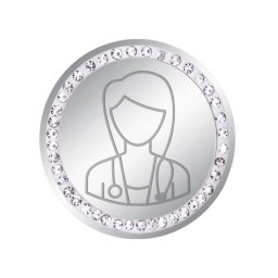 Martisor Brosa Inox Banut Pietre Silueta Doctor Argintiu
