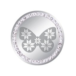 Martisor Brosa Inox Banut Pietre Fluture Motive Traditionale Argintiu