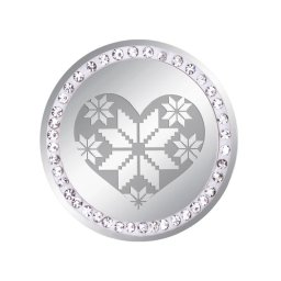 Martisor Brosa Inox Banut Pietre Inima Motive Traditionale Argintiu