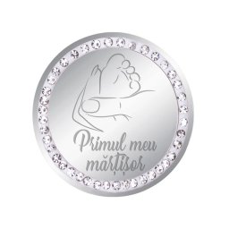 Martisor Brosa Inox Banut Pietre Primul meu Martisor Argintiu