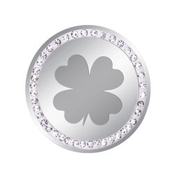 Martisor Brosa Inox Banut Pietre Trifoiasul Norocos Argintiu
