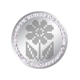 Martisor Brosa Inox Banut Pietre Floricica Motive Traditionale Argintiu