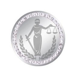Martisor Brosa Inox Banut Pietre Doamna Justitie Argintiu