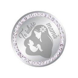 Martisor Brosa Inox Banut Pietre Te Iubesc Mama Motive Argintiu
