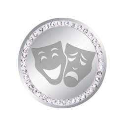 Martisor Brosa Inox Banut Pietre Masti Teatru Argintiu
