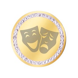 Martisor Brosa Inox Banut Pietre Masti Teatru Auriu