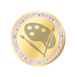 Martisor Brosa Inox Banut Pietre Paleta Pictura Auriu
