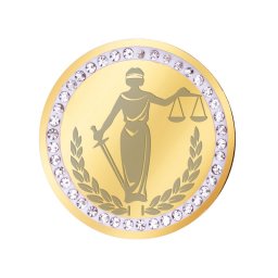 Martisor Brosa Inox Banut Pietre Doamna Justitie Auriu