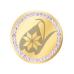 Martisor Brosa Inox Banut Pietre Ghiocel Motive Traditionale Auriu