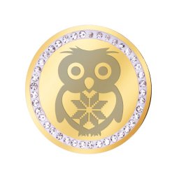 Martisor Brosa Inox Banut Pietre Bufnita Motive Traditionale Auriu