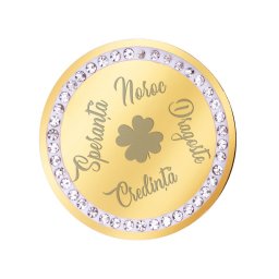 Martisor Brosa Inox Banut Pietre Trifoi Simboluri Auriu
