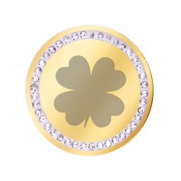 Martisor Brosa Inox Banut Pietre Trifoiasul Norocos Auriu
