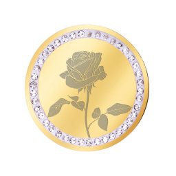 Martisor Brosa Inox Banut Pietre Trandafir Auriu