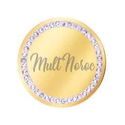 Martisor Brosa Inox Banut Pietre Mult Noroc Auriu