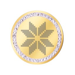 Martisor Brosa Inox Banut Pietre Floare Motive Traditionale Auriu