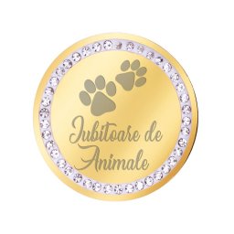 Martisor Brosa Inox Banut Pietre Iubitoare de Animale Auriu