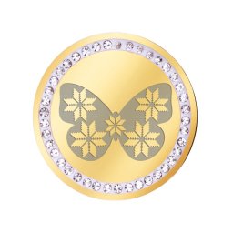 Martisor Brosa Inox Banut Pietre Fluture Motive Traditionale Auriu