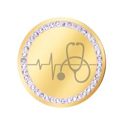 Martisor Brosa Inox Banut Pietre Ritm Cardiac Stetoscop Auriu