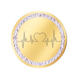 Martisor Brosa Inox Banut Pietre Ritm Cardiac Inima Auriu