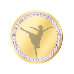 Martisor Brosa Inox Banut Pietre Balerina Auriu