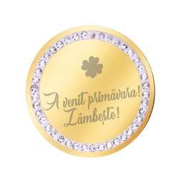Martisor Brosa Inox Banut Pietre A Venit Primavara Auriu