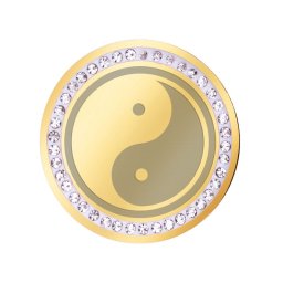 Martisor Brosa Inox Banut Pietre Yin Yang Auriu