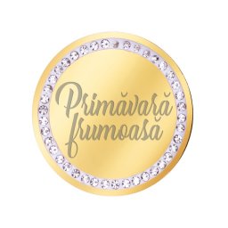 Martisor Brosa Inox Banut Pietre Primavara Frumoasa Auriu