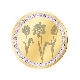 Martisor Brosa Inox Banut Pietre Florile Primaverii Auriu