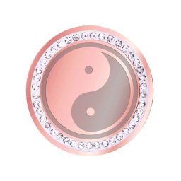 Martisor Brosa Inox Banut Pietre Yin Yang Rose Gold