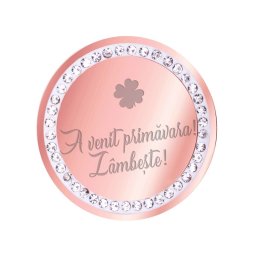 Martisor Brosa Inox Banut Pietre A Venit Primavara Rose Gold