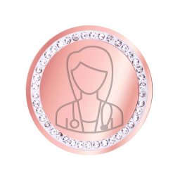 Martisor Brosa Inox Banut Pietre Silueta Doctor Rose Gold