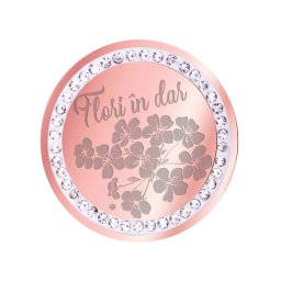Martisor Brosa Inox Banut Pietre Flori in Dar Rose Gold