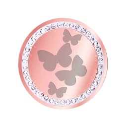 Martisor Brosa Inox Banut Pietre Fluturi in Zbor Rose Gold